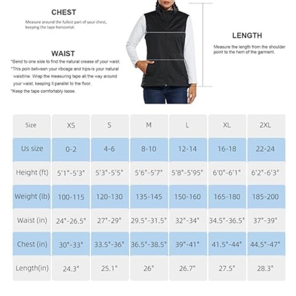 Women's Lightweight Vest Softshell Sleeveless Jacket Windproof Stand Collar - Picture 8 of 8